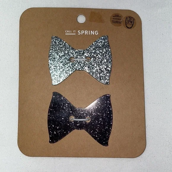 New Call It Spring 2 Piece Sparkly Shoe Ornaments - Picture 5 of 11